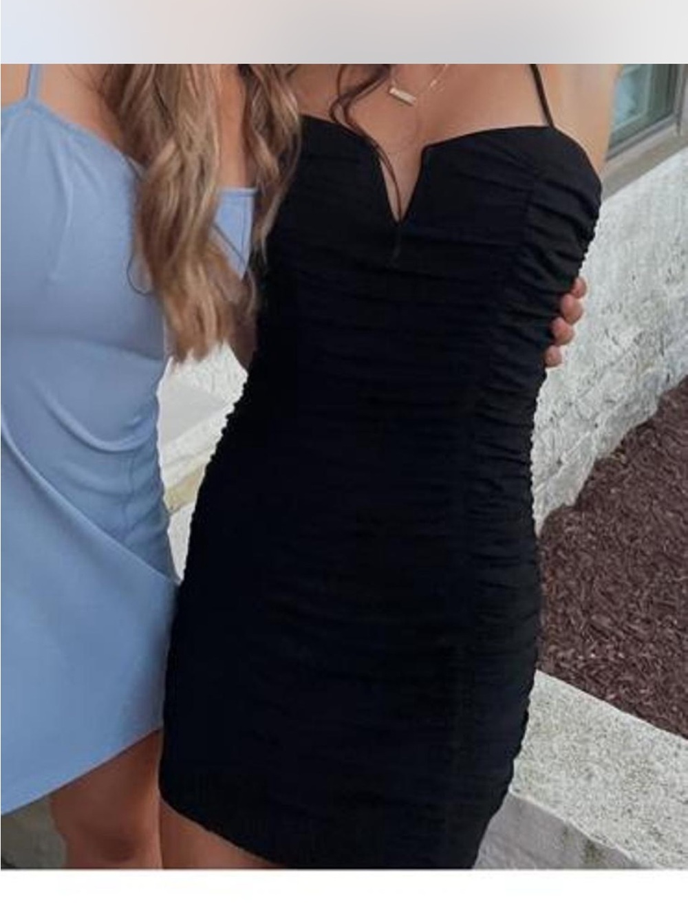 Women’s Black Ruched Bodycon Mini Dress